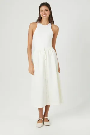Forever 21 Women's Button-Front A-Line Midi Skirt Ivory Forever 21