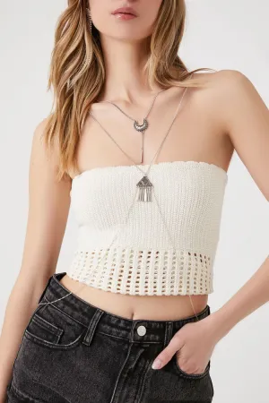 Forever 21 Women's Caged Geo Fringe Body Chain Silver Forever 21