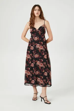 Forever 21 Women's Chiffon Floral Surplice Midi Dress Black/Multi Forever 21
