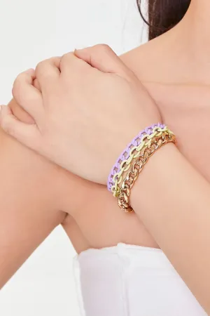 Forever 21 Women's Chunky Chain Bracelet Set Gold/Multi Forever 21