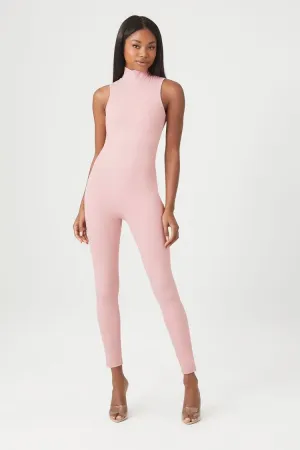 Forever 21 Women's Contour Mock Neck Jumpsuit Pale Mauve Forever 21