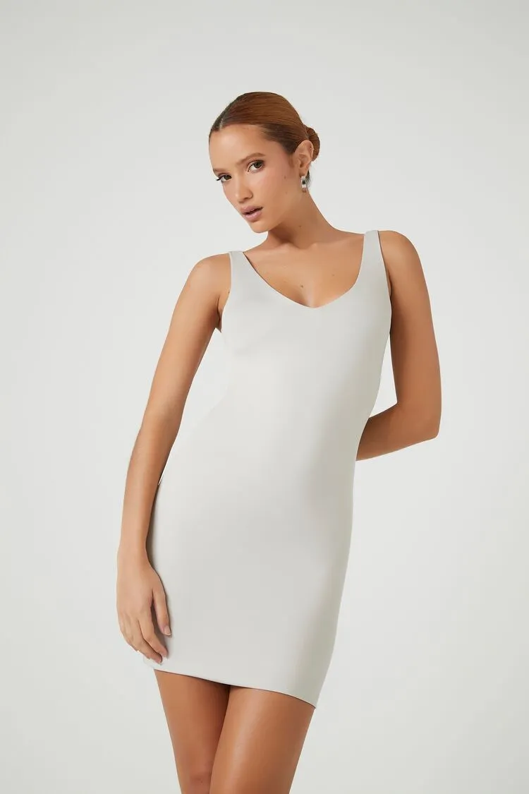 Forever 21 Women's Contour V-Neck Mini Dress Silver Forever 21