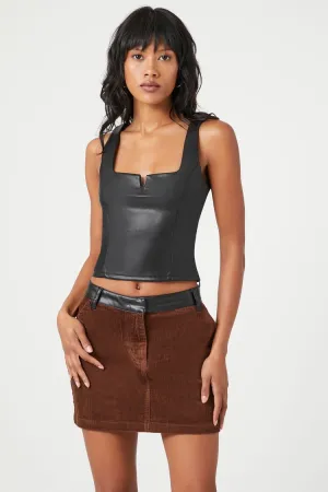 Forever 21 Women's Corduroy Colorblock Mini Skirt Brown/Black Forever 21