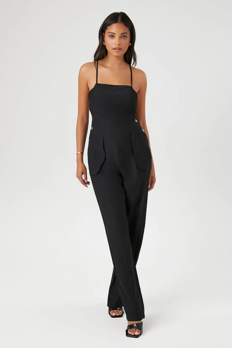 Forever 21 Women's Crisscross Cami Straight-Leg Jumpsuit Black Forever 21