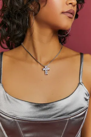 Forever 21 Women's CZ Cross Pendant Necklace Gold/Clear Forever 21