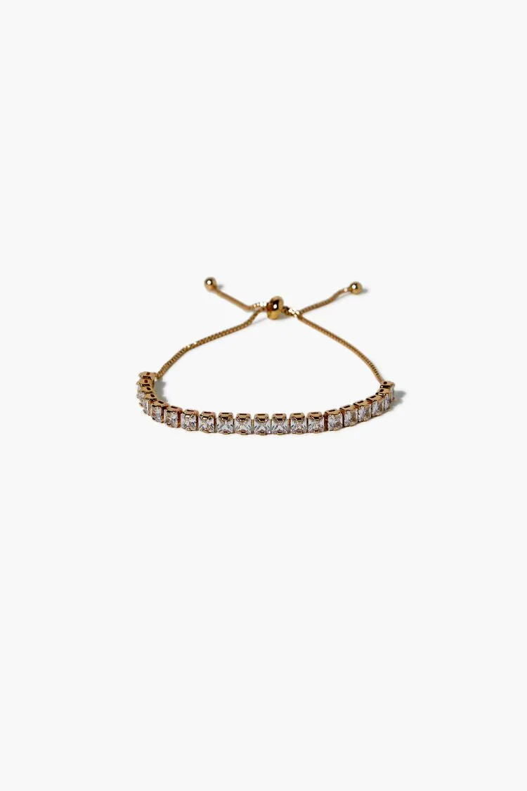 Forever 21 Women's CZ Pull Cord Bracelet Clear/Gold Forever 21