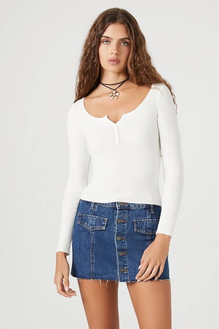 Forever 21 Women's Denim Raw-Cut Mini Skirt Medium Denim Forever 21