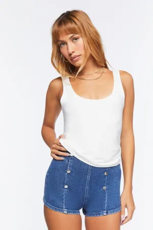 Forever 21 Women's Double-Breasted Denim Shorts Dark Denim Forever 21