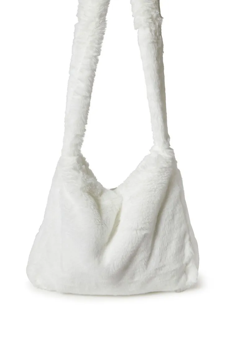 Forever 21 Women's Faux Fur Crossbody Bag White Forever 21