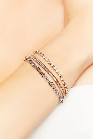 Forever 21 Women's Faux Gem Bracelet Set Clear/Gold Forever 21