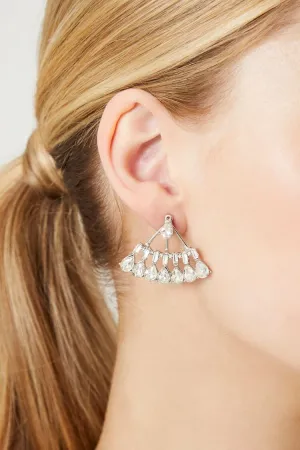 Forever 21 Women's Faux Gem Fan Earrings Silver Forever 21