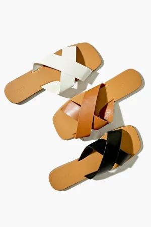 Forever 21 Women's Faux Leather/Pleather Crisscross Sandals Tan Forever 21