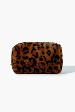 Forever 21 Women's Faux Leopard Fur Makeup Bag Brown/Multi Forever 21
