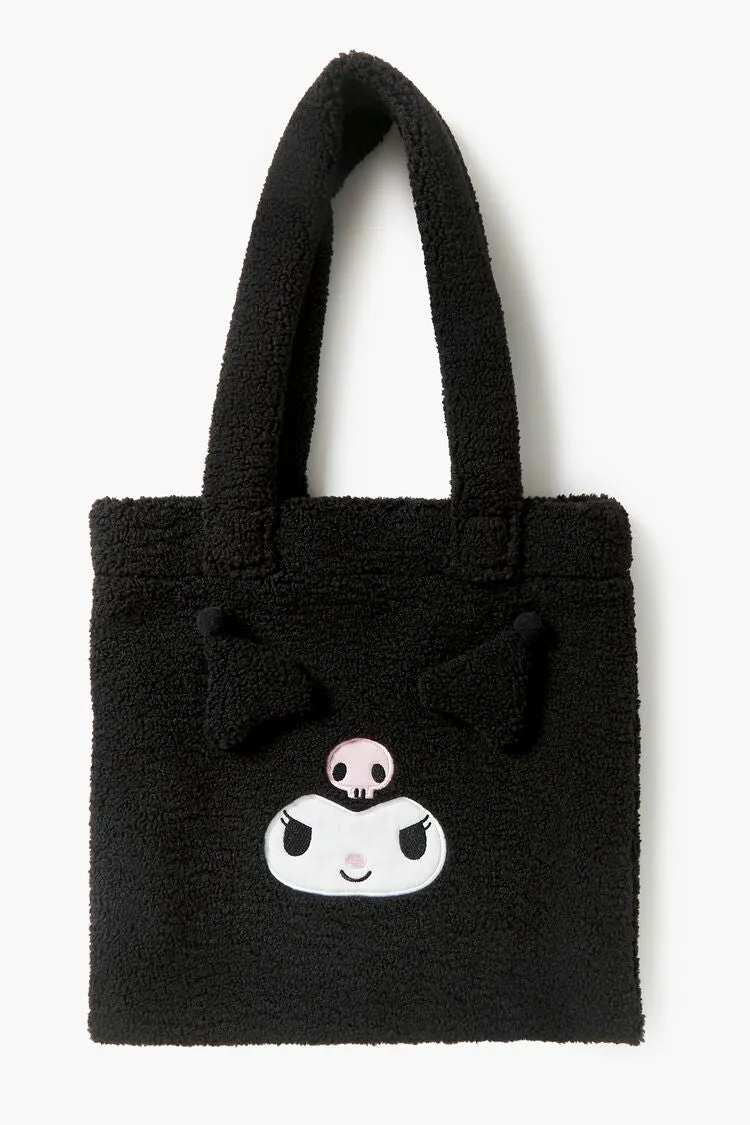 Forever 21 Women's Faux Shearling/Sherpa Kuromi Tote Bag Black/Multi Forever 21