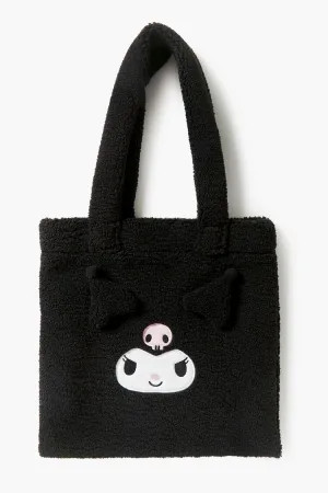 Forever 21 Women's Faux Shearling/Sherpa Kuromi Tote Bag Black/Multi Forever 21