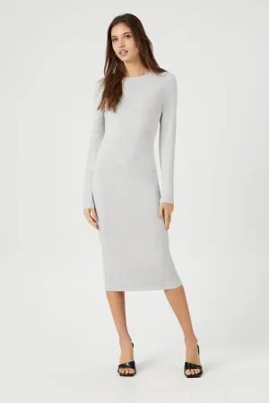 Forever 21 Women's Long-Sleeve Bodycon Midi Dress Heather Grey Forever 21