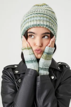 Forever 21 Women's Marled Knit Fingerless Gloves Green/Multi Forever 21