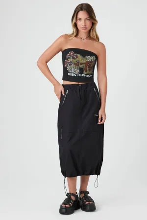 Forever 21 Women's Poplin Midi Utility Skirt Black Forever 21