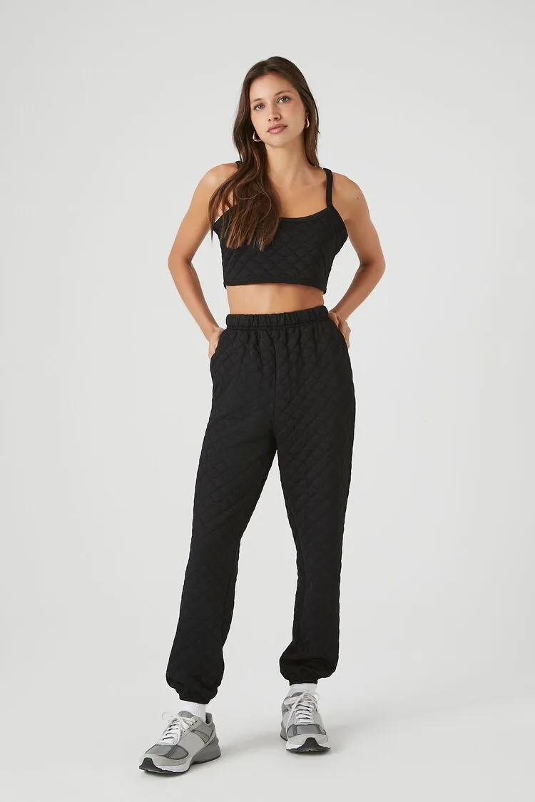 Forever 21 Women's Quilted Ankle Joggers Black Forever 21