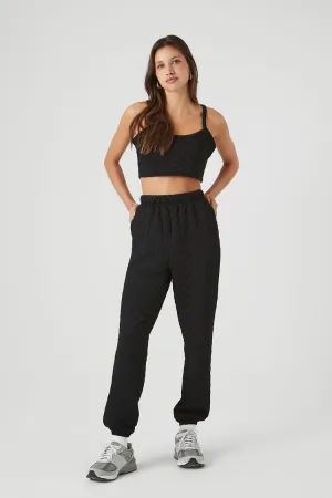Forever 21 Women's Quilted Ankle Joggers Black Forever 21
