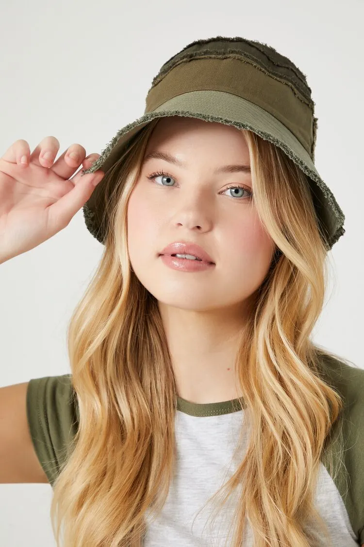 Forever 21 Women's Reworked Colorblock Bucket Hat Olive/Green Forever 21