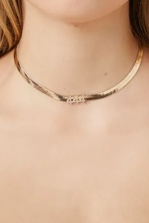 Forever 21 Women's Rhinestone 444 Necklace Gold Forever 21