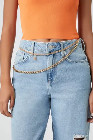 Forever 21 Women's Rhinestone Butterfly Curb Chain Belt Gold Forever 21