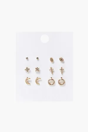 Forever 21 Women's Rhinestone Crescent Moon Charm Set Gold/Clear Forever 21