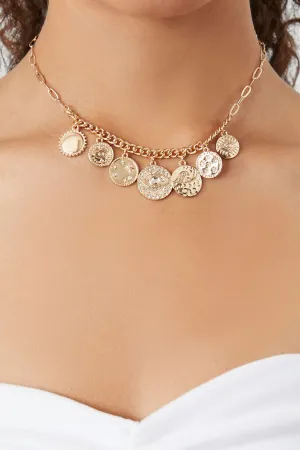 Forever 21 Women's Rhinestone Disc Chain Necklace Gold Forever 21