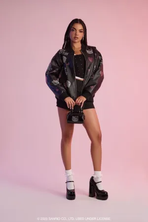 Forever 21 Women's Rhinestone Hello Kitty Bomber Jacket Black/Multi Forever 21