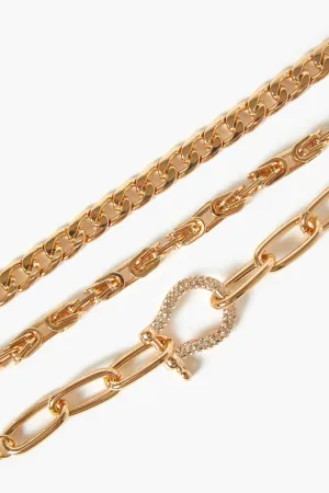 Forever 21 Women's Rhinestone Horseshoe Bracelet Set Gold/Clear Forever 21