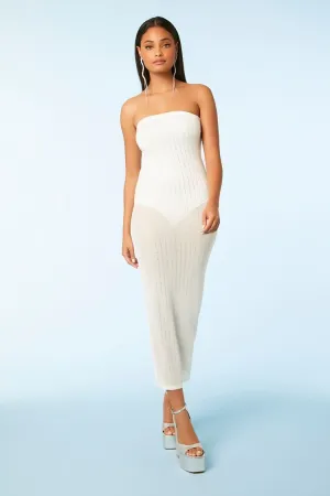 Forever 21 Women's Rhinestone Tube Midi Dress White/Multi Forever 21