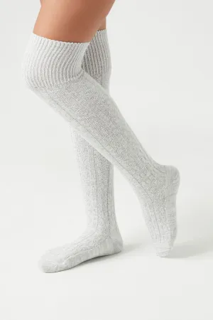 Forever 21 Women's Ribbed Over-the-Knee Socks Heather Grey Forever 21