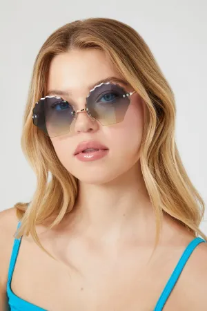 Forever 21 Women's Rimless Seashell Sunglasses Gold/Blue Forever 21
