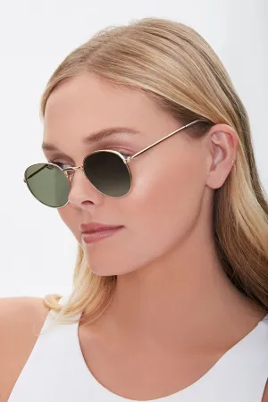 Forever 21 Women's Round Tinted Sunglasses Gold/Olive Forever 21