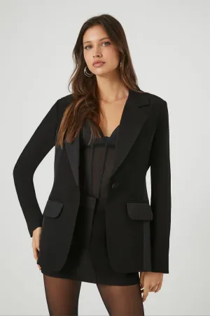 Forever 21 Women's Satin Single-Breasted Blazer Black Forever 21
