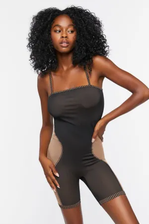 Forever 21 Women's Seamless Colorblock Cami Romper Black/Brown Forever 21