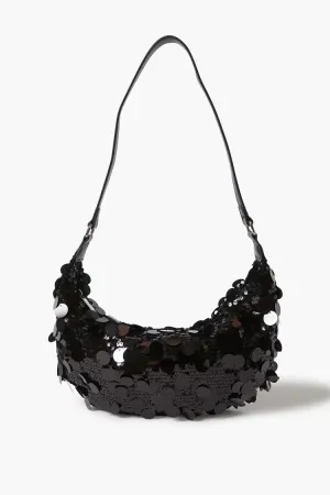 Forever 21 Women's Sequin Crescent Shoulder Bag Black Forever 21