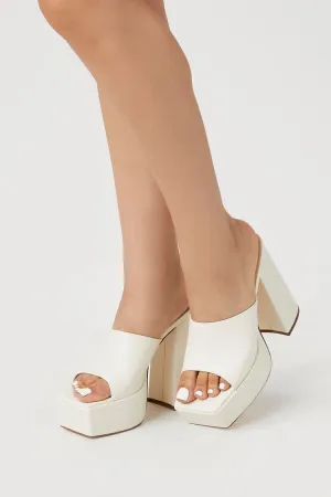 Forever 21 Women's Slip-On Platform Heels Cream Forever 21