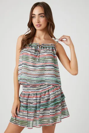 Forever 21 Women's Striped Flounce Mini Skirt Black/Multi Forever 21