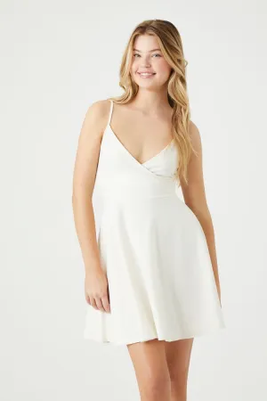 Forever 21 Women's Surplice Skater Mini Dress Cream Forever 21