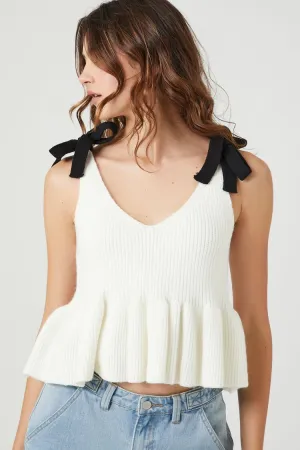 Forever 21 Women's Sweater-Knit Bow Top White/Black Forever 21