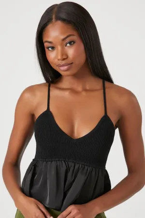 Forever 21 Women's Sweater-Knit Flounce Cami Black Forever 21