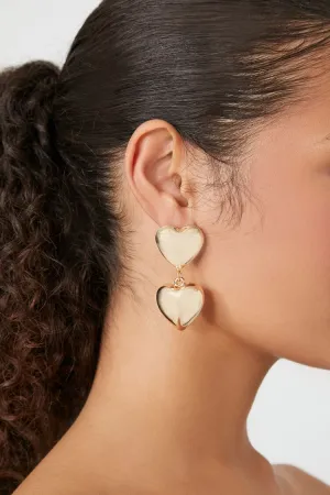 Forever 21 Women's Tiered Heart Drop Earrings Gold Forever 21