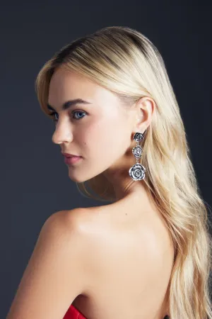 Forever 21 Women's Tiered Rose Drop Earrings Silver Forever 21