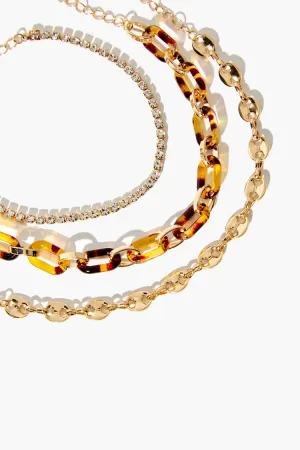 Forever 21 Women's Tortoiseshell Chain Bracelet Set Gold Forever 21