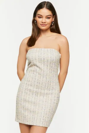 Forever 21 Women's Tweed Tube Mini Dress White/Multi Forever 21