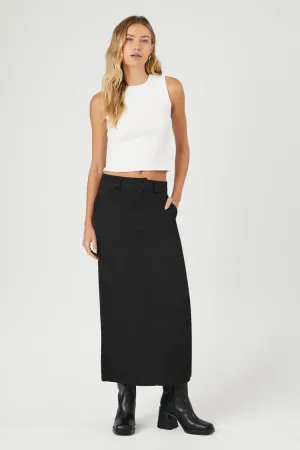 Forever 21 Women's Twill Maxi Column Skirt Black Forever 21