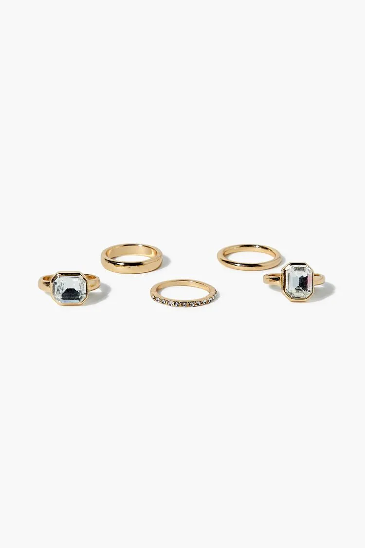 Forever 21 Women's Upcycled Faux Gem Ring Set Gold Forever 21