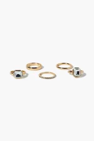 Forever 21 Women's Upcycled Faux Gem Ring Set Gold Forever 21
